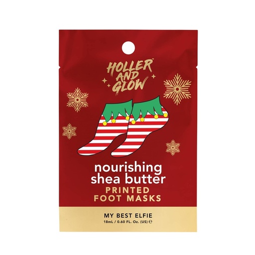 Holler and Glow Holiday Themed Printed Nourishing Foot Masks - 0.6 Fl Oz/2pk