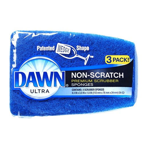 3-Count Dawn Non-Scratch Scrub Sponge, Blue, Pu